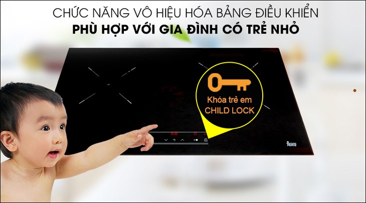 Bếp từ đôi lắp âm TEKA IR 721 SR giúp nấu ăn an toàn cho mọi người dùng, nhất là gia đình có trẻ nhỏ với chức năng khóa bảng điều khiển