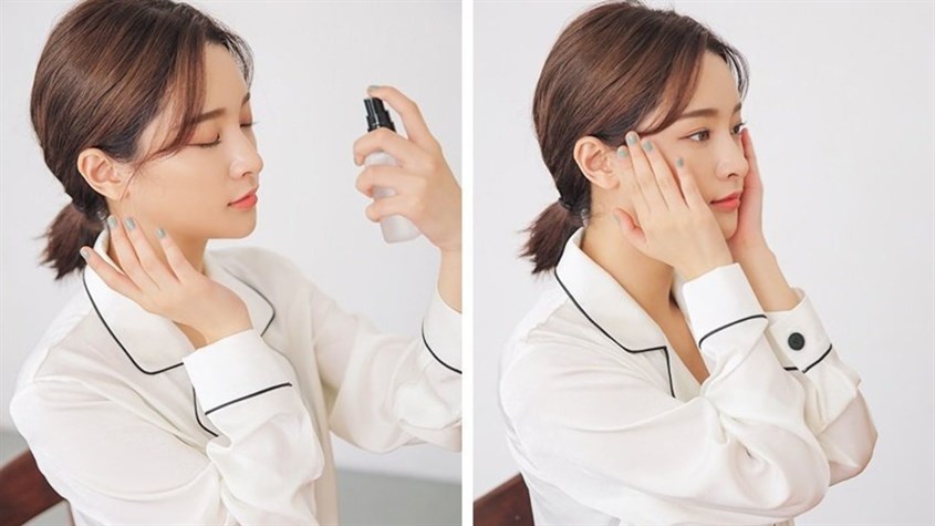 Nên xịt khoáng dưỡng khi và sau khi ngủ