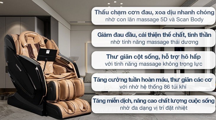 Ghế massage Daikiosan DKGM-30004 giúp thư giãn các cơ và thúc đẩy quá trình trao đổi chất hiệu quả