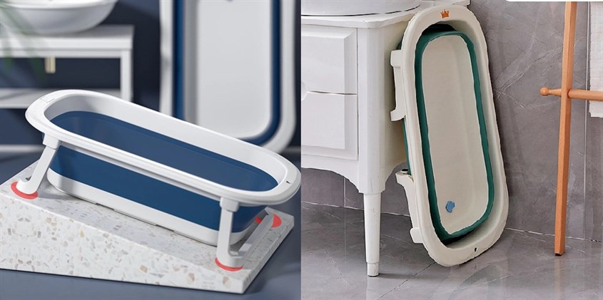 Thau tắm gấp gọn kèm phao TOP KIDS - Màu xanh