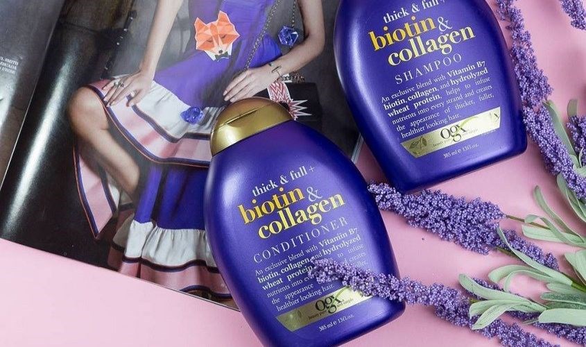 Dầu gội OGX Thick Full Biotin Collagen 385ml Dầu gội OGX Thick Full Biotin Collagen 385ml