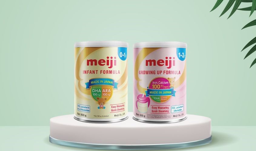 Sữa bột Meiji Infant Formula 800g và Sữa Meiji Growing Up Formula 800g