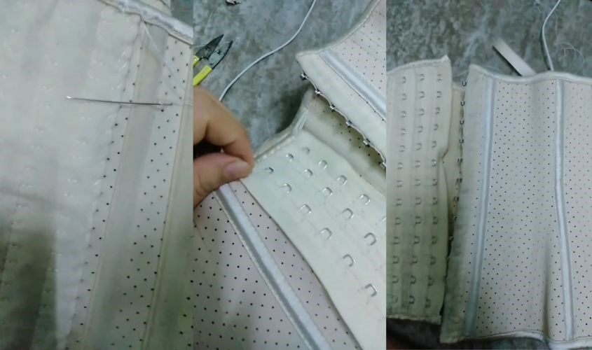 May lại các đường cắt của đai nịt bụng May lại các đường cắt của đai nịt bụng