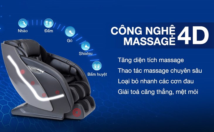 Ghế Massage Fuji Luxury FJ S600 trang bị con lăn 4D giúp gia tăng diện tích massage đáng kể