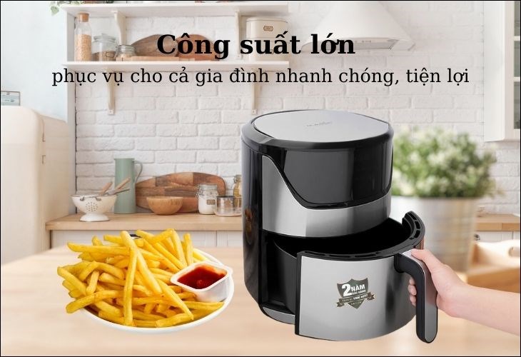 Nồi chiên không dầu Magic Eco AC-122 7 lít có công suất 1800W giúp nấu chín thực phẩm nhanh chóng