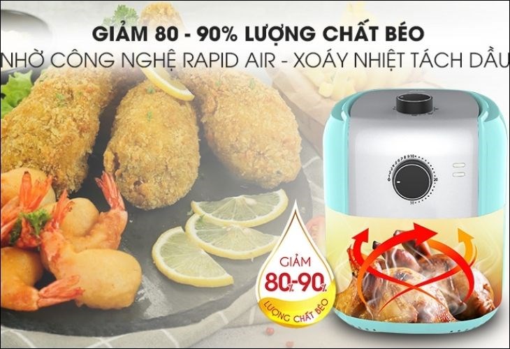 Nồi chiên không dầu Magic Eco AC-101 5.5 lít sở hữu công nghệ làm nóng Rapid Air giúp thực phẩm chín nhanh gấp 2 lần