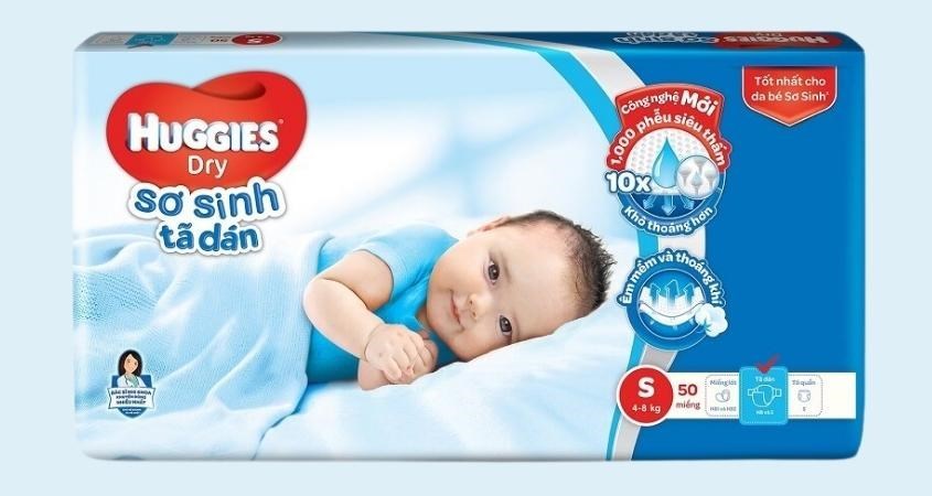 Tã dán Huggies Dry size S 56 miếng (4 - 8 kg)
