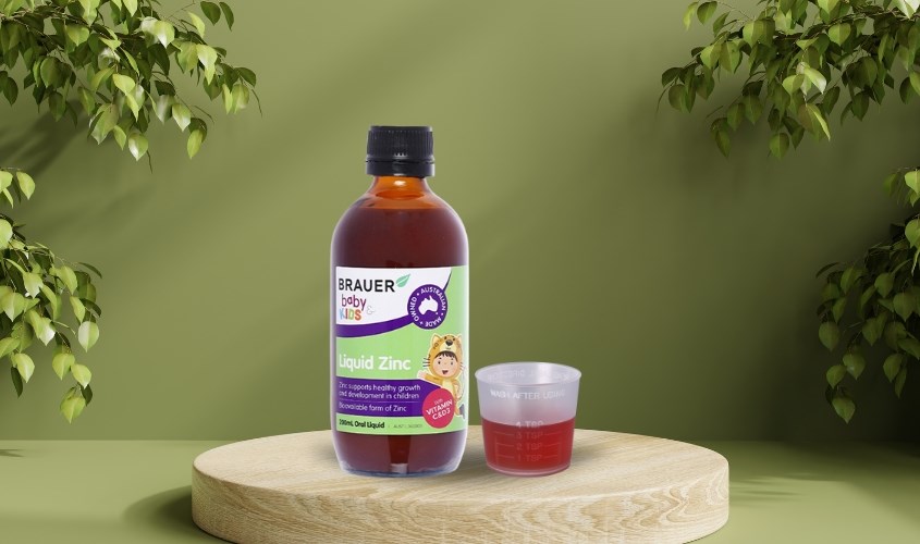 Siro Brauer Liquid Zinc bổ sung kẽm, vitamin D3 và C 200 ml (từ 1 tuổi)