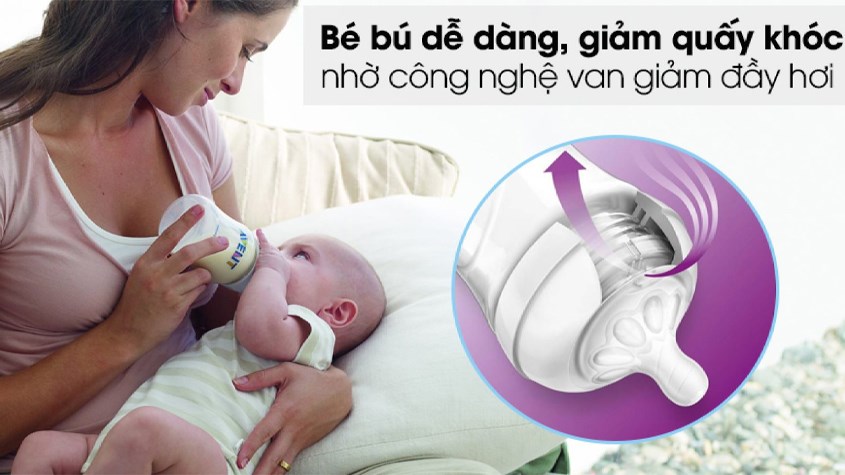 Công nghệ van giảm đầy hơi giúp bé bú dễ dàng, giảm quấy khóc