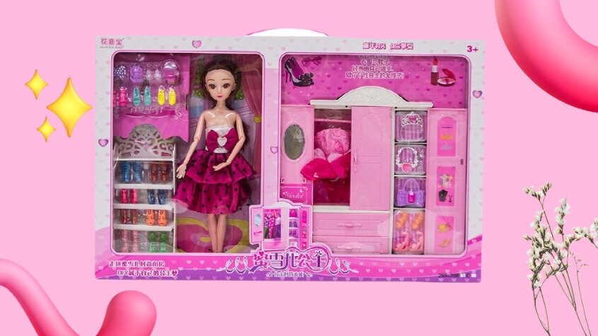 Bộ đồ chơi Barbie có tủ giàu và quần áo
