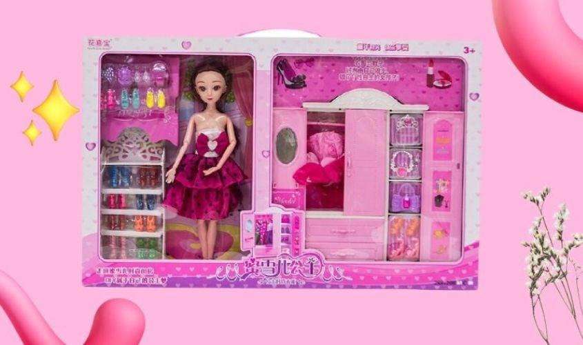 Bộ đồ chơi Barbie có tủ giày và quần áo