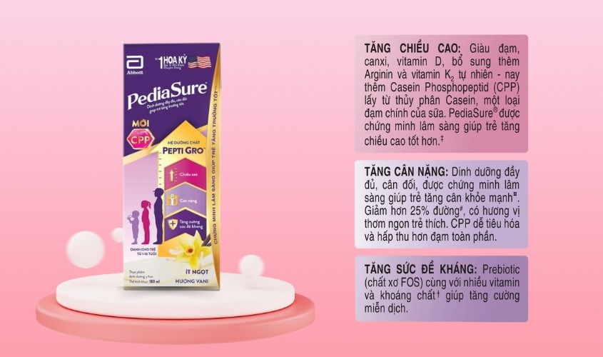 Thùng 48 hộp sữa pha sẵn Abbott PediaSure hương vani 110 ml (1 - 10 tuổi)