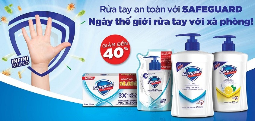 Nước rửa tay Safeguard Trắng Tinh Khiết chai 450 ml