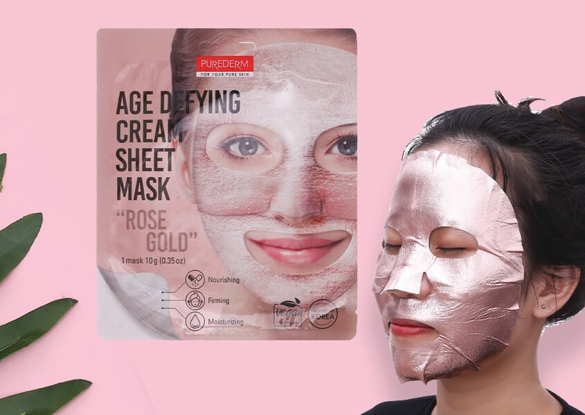 Mặt nạ giấy Vàng Hồng tinh chất Collagen giảm nếp nhăn, ngăn ngừa lão hóa Purederm 10g