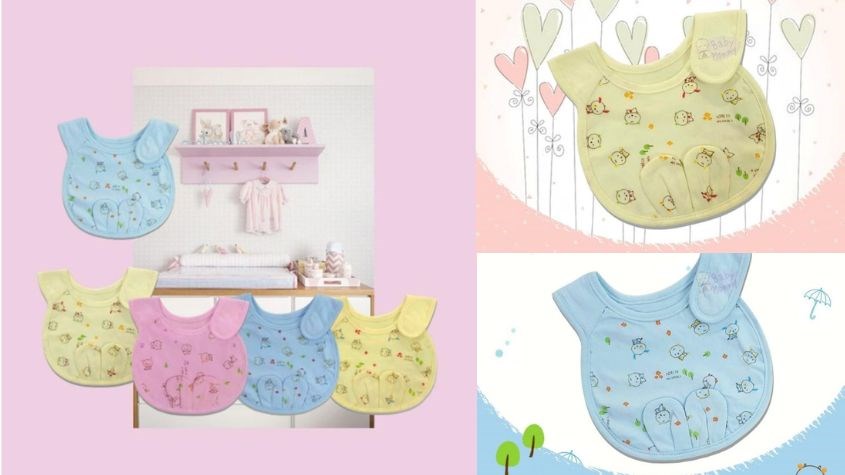 Yếm ăn cho bé tai thỏ cotton BabyMommy - Màu ngẫu nhiên