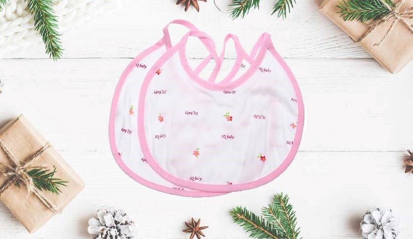 2 yếm ăn cho bé cotton IQ Baby - Màu ngẫu nhiên