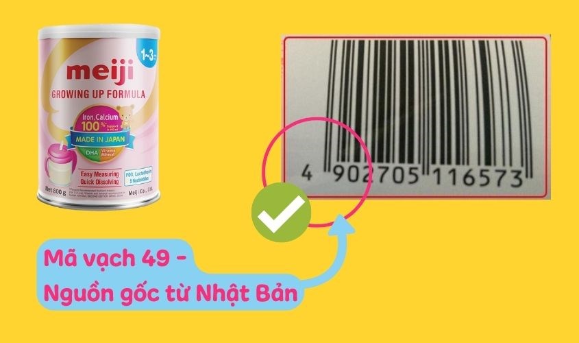 Phân biệt sữa bột Meiji chính hãng nhờ mã vạch 49 - Nguồn gốc tại Nhật Bản