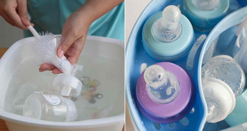 Vệ sinh tay và dụng cụ pha sữa sạch sẽ