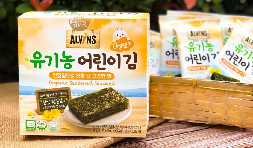Hộp snack rong biển hữu cơ tách muối vị truyền thống Alvins 15g