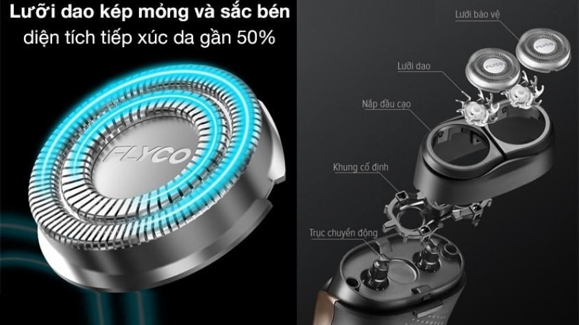 Máy cạo râu khô và ướt Flyco FS888VN với lưỡi dao sắc bén giúp cạo râu nhanh hơn