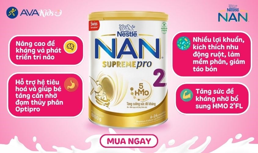 Sữa bột NAN Supremepro số 2 800g (6 - 24 tháng) dành cho trẻ dị ứng đạm sữa bò