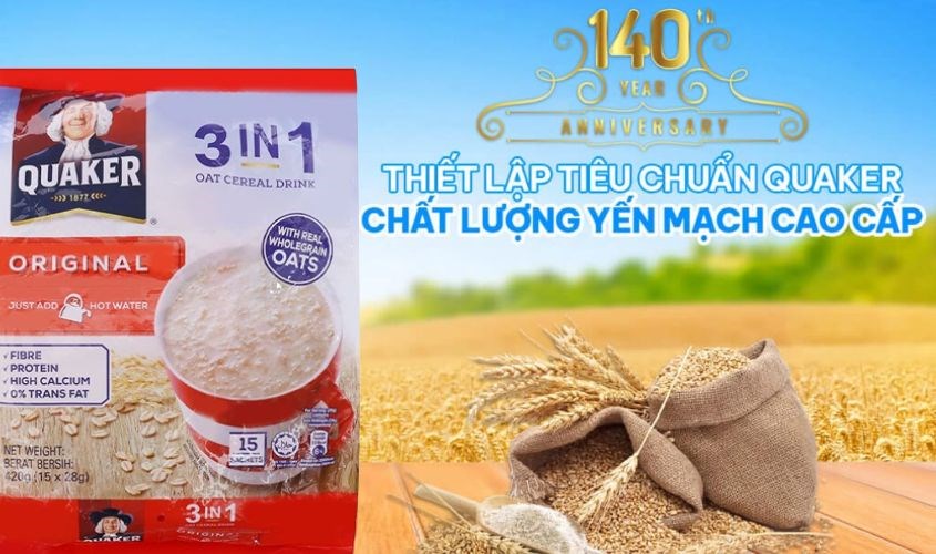 Yến mạch nguyên chất cán vỡ vị truyền thống Quaker 420g