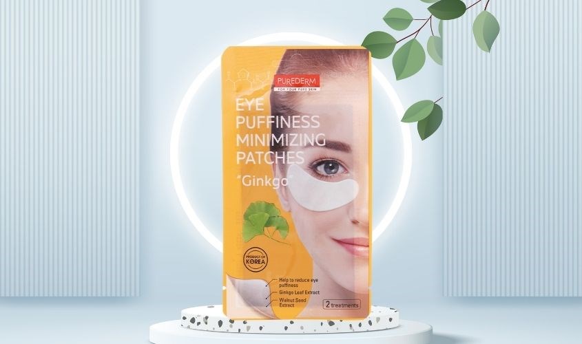 Mặt nạ mắt tinh chất Cây bạch quả giảm sưng mọng mắt Purederm (gói 4 miếng)