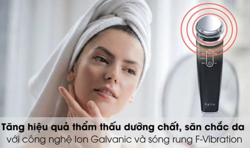 Máy massage mặt làm sạch và đẩy tinh chất Halio Ion Cleansing & Moisturizing Black
