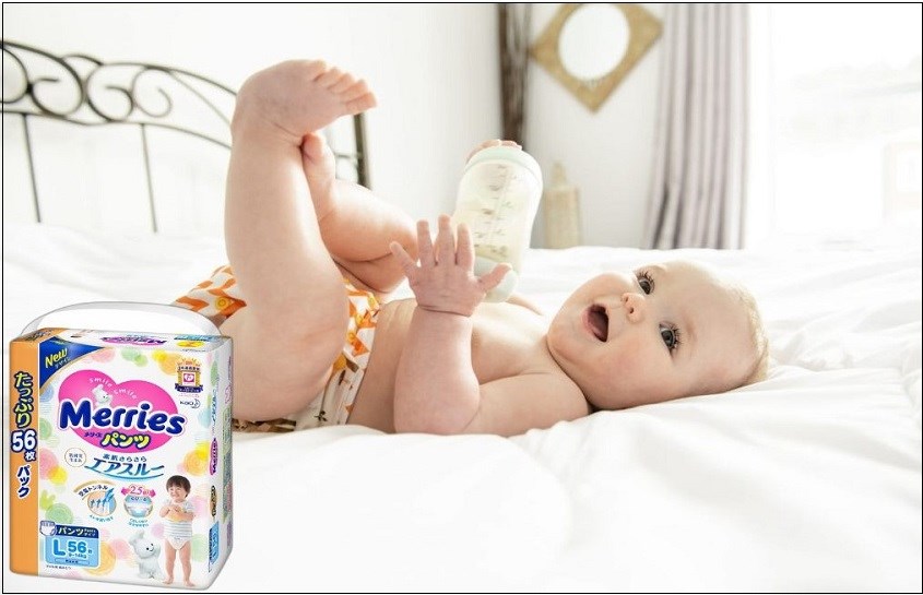 Tã quần Merries size L 56 miếng (9 - 14 kg)