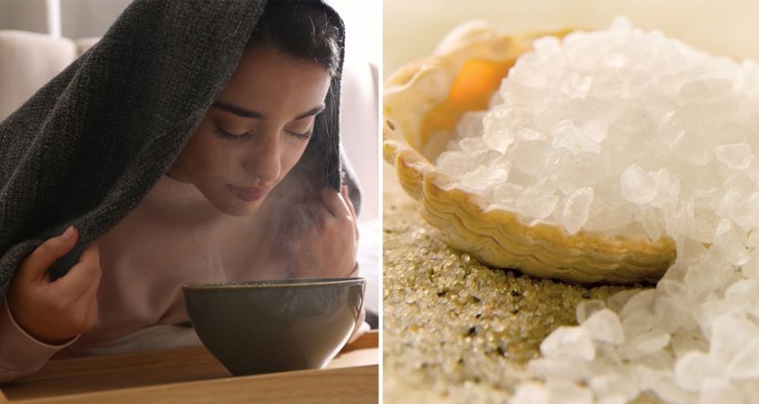 Xông mặt bằng muối hột 