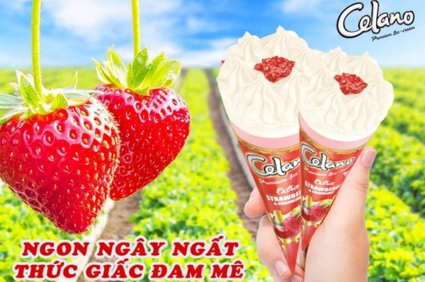 Kem ốc quế dâu Celano Extra 125 ml