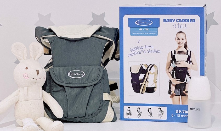 Địu em bé 4 tư thế Gluck Baby GP708 - Màu xám (0 - 18 tháng)