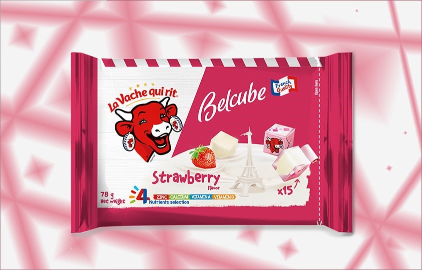 Phô mai Con Bò Cười BelCube vị dâu 78g 4 viên/gói