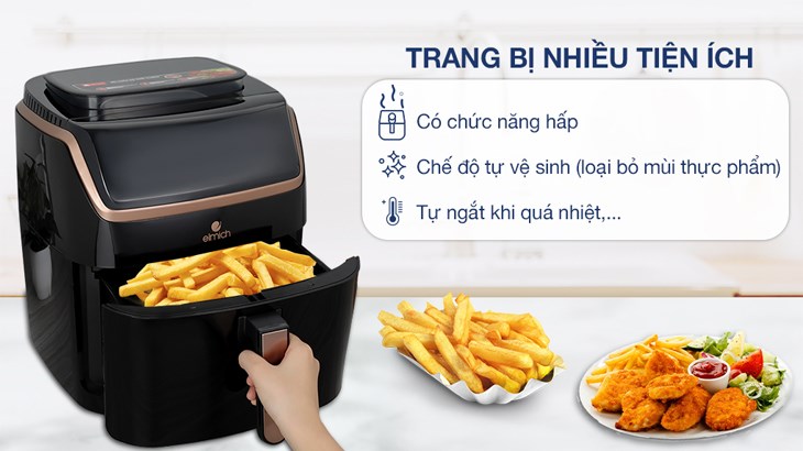 Nồi chiên không dầu hơi nước Elmich AFE-3945 7 lít có thể sử dụng đa chức năng giúp bạn chế biến đa dạng thực đơn hằng ngày