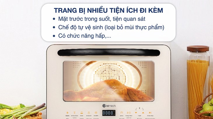 Lò chiên không dầu hơi nước Elmich AFE-3944 20 lít trang bị tính năng tự vệ sinh giúp loại bỏ mùi sau mỗi lần nấu nướng