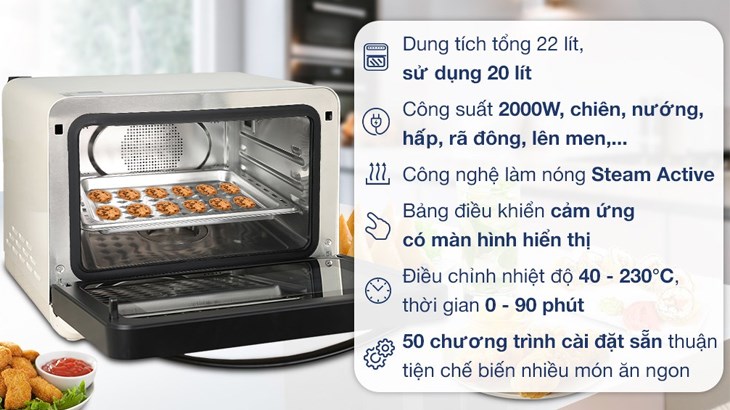 Lò chiên không dầu hơi nước Elmich AFE-3944 20 lít sở hữu nhiều ưu điểm nổi bật cho bạn nấu nướng nhanh chóng, thao tác dễ dàng