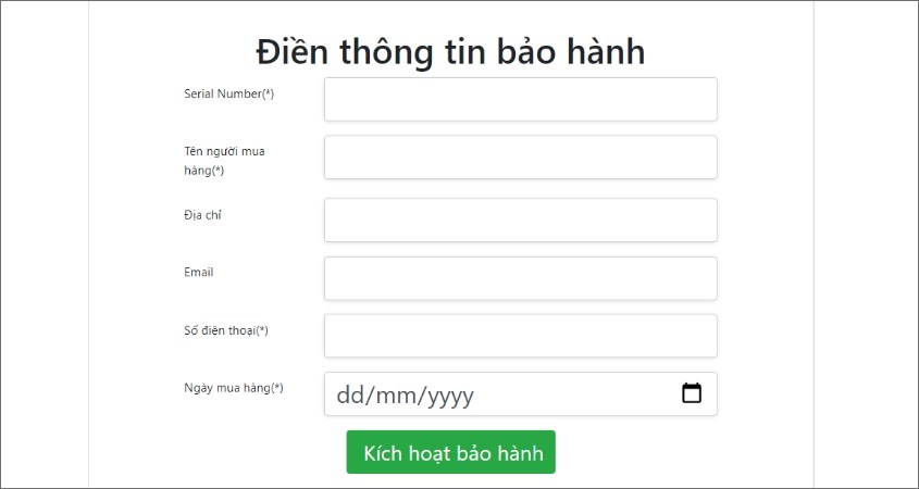 Điền thông tin cần thiết theo yêu cầu