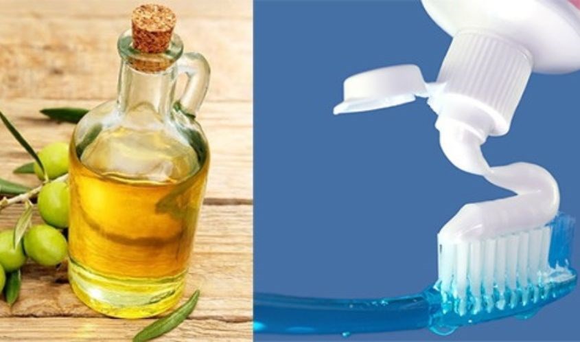 Tẩy da chết bằng kem đánh răng và dầu oliu