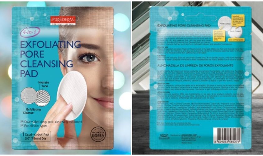 Bông tẩm dung dịch tẩy trang và rửa mặt Purederm