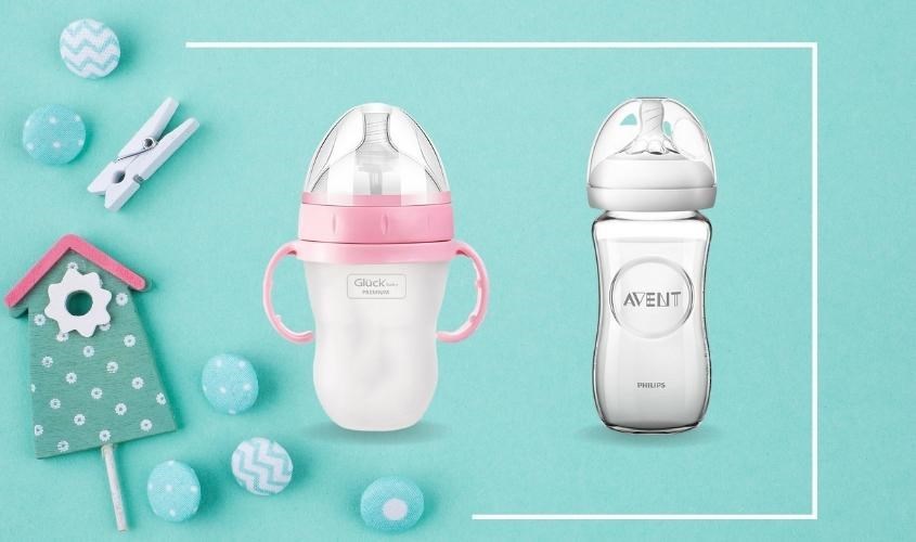 Bình sữa silicone Gluck Baby Premium cổ rộng 240 ml màu hồng
