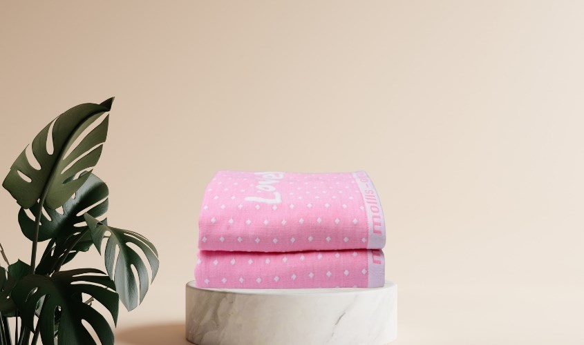 Khăn tắm cotton organic Mollis BM3Q giúp làm khô tóc