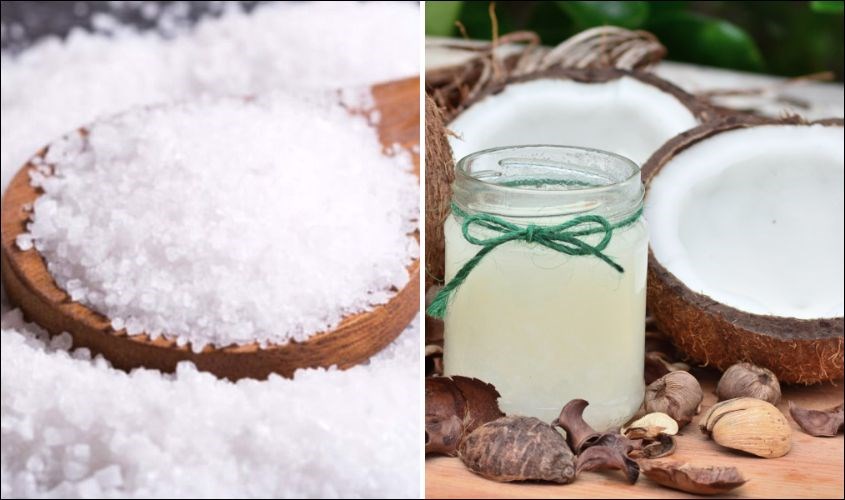 Hỗn hợp muối và dầu dừa khiến da luôn mềm mịn
