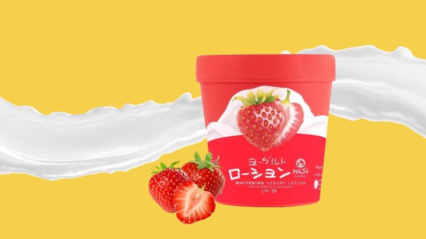 Lotion dưỡng thể trắng da chiết xuất Dâu Tây, Yến Mạch Hasi Yogurt UV30 180g