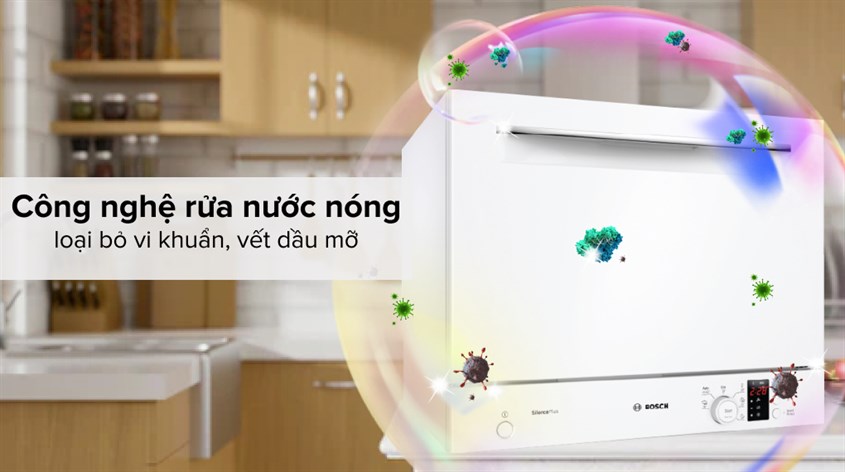 Máy rửa chén mini Bosch SKS62E32EU giúp rửa chén sạch hơn