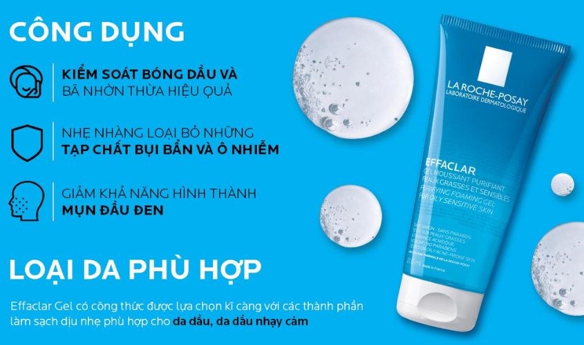 Gel rửa mặt làm dịu và giảm kích ứng dành cho da dầu, mụn La Roche Posay Effaclar 200 ml