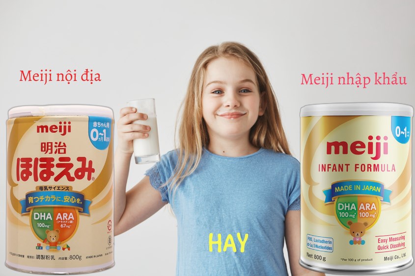 Sữa bột nội địa Nhật Meiji Hohoemi Milk vị nhạt thanh 800g và sữa bột Meiji Infant Formula 800g