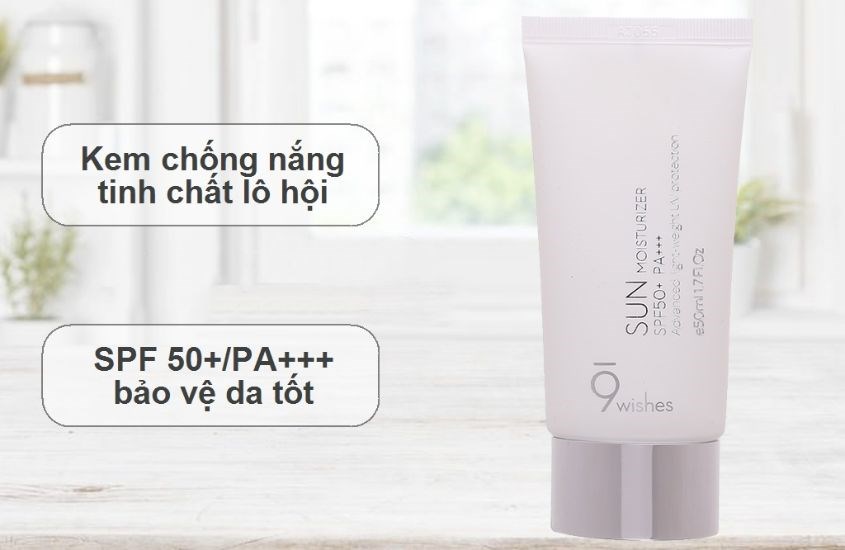 Kem chống nắng chống lão hóa và dưỡng trắng 9 Wishes Sun Moisturizer SPF 50+ PA+++ 50 ml