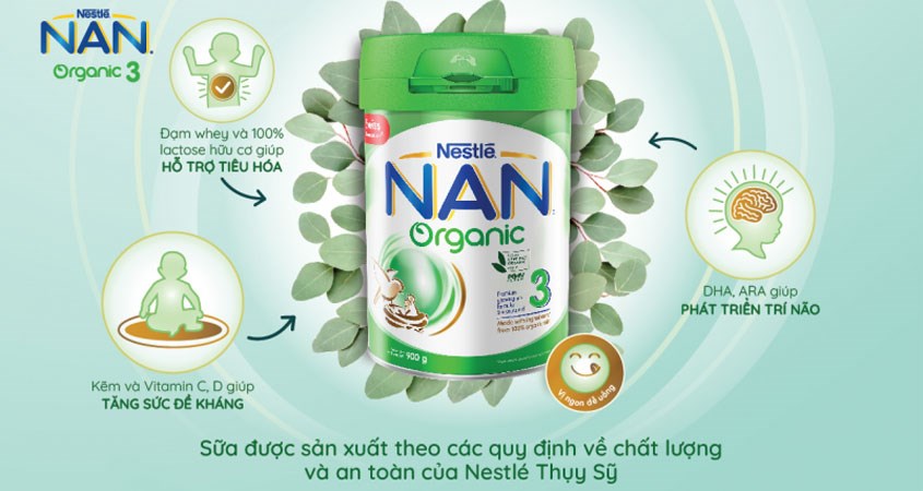 Sữa bột NAN Organic số 3 900g (2 - 6 tuổi)