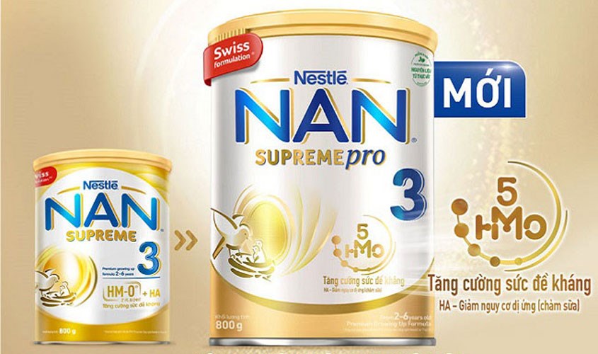 Sữa bột NAN Supremepro số 3 800g (2 - 6 tuổi) dành cho trẻ dị ứng đạm sữa bò