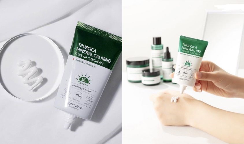 Mùi khá nồng do tinh chất tràm trà có trong kem chống nắng